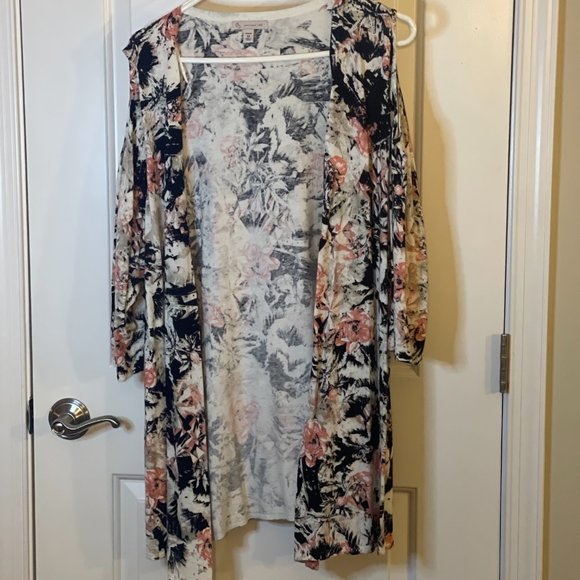 Christopher Banks Cold-Shoulder Floral Print Cardigan - Picture 1 of 4